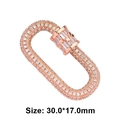 Oval screw clasp jewelry accessory in rose gold with sparkling zircon stones 30x17mm - Style 73 (Rose Gold Zircon Clasp 30x17mm)