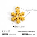 Golden stainless steel snowflake pendant with a central white rhinestone, waterproof finish - Gold Rhinestone Center Snowflake (PJ93155)