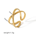 Adjustable golden X-shaped crossover ring with smooth and twisted rope texture bands - Adjustable Open / Cross Over Rope Style (HF-J1330) / Gold