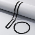 Minimalist black stainless steel Cuban chain necklace and bracelet set on white background - 5mm Black / Bracelet 20CM