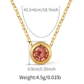 Detailed view of single pink zircon pendant on 18K gold plated chain necklace - KN0461-1-Solitaire Pink Gemstone