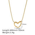 Gold minimalist irregular heart pendant necklace on snake chain with size measurements - Hollow Heart Pendant Style (HF-X2278)