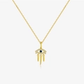 Goldene Evil Eye Kette mit blauem Stein, Zirkonia und drei spitzen Quastenanhängern - 925er Silber / Goldener Stil mit Stachelquasten (MMN567-2)