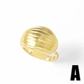 Polierter 18k vergoldeter Dome-Ring mit horizontalen Streifen und offenem Design - Gestreifter Kuppelstil (A)