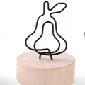 Pince-notes en forme de poire avec base ronde en bois pour photos - Poire