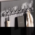 Patère à ventouse gris fusil avec 7 crochets coulissants pour salle de bain et entrée - Style Coulissant Ajustable / 7 Crochets / Canon De Fusil