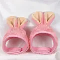 Plush pink rabbit ear pet headband with adjustable magic tape for cats and dogs - Small / Pink Fur Rabbit