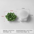 Cactus succulent silicone candle mold with 5.3x4.5x2.7cm dimensions and finished product - Succulent J-1243