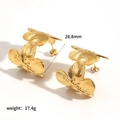 Orecchini a fiore a C in acciaio al titanio dorato, misura 28,8 mm e peso 17,4 g - Design Floreale Multi-foglia(TE60222)