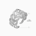 Adjustable silver feather ring in stainless steel with detailed metallic texture - Steel-colored Ring 151