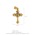 Colgante de cruz de acero inoxidable chapado en oro 18K con grabados florales - Estilo C04 (2.7x1.8cm) / Dorado