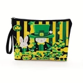 St. Patrick's Day Kosmetiktasche mit Kleeblatt-Hasenmuster und praktischer Handschlaufe - Stil 4