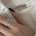 S925 sterling silver ring featuring a double camellia flower design in silver finish - JZ0397-Double Flowers