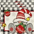 Christmas placemat with Believe gnome print and black white buffalo plaid border - Black and White Buffalo Plaid Gnome (Pack of 4)