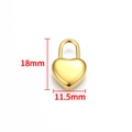 Detailed view of heart-shaped gold padlock pendant with 18mm by 11.5mm size markings - Vacuum 18K Gold Polished Heart Padlock Pendant 18mm