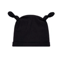 Bonnet bébé noir en maille côtelée avec oreilles en bois pour la chaleur hivernale - Noir