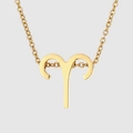 Collier en acier inoxydable doré poli avec un pendentif minimaliste du signe du Bélier - Bélier / Or