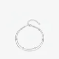 Bracciale a doppio strato in argento sterling S925 con perline lisce e catena snake - Argento sterling 925