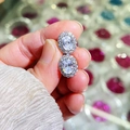 Elegante zilveren ovale halo clip-on oorbellen met glanzende heldere zirkoonstenen - Oorclips / Witte Zirkoon Verzilverde Clip