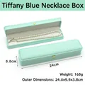 Boîte à collier en cuir PU bleu Tiffany avec couronne dorée et doublure en velours - Boîte à collier / Rose bonbon