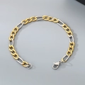 Pulsera de eslabones bicolor en acero inoxidable con detalles oro y plata - Ancho 6mm, Longitud 20cm / Bicolor (Oro y Plata)