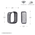 Detailed view of black square zircon earrings in S925 sterling silver with dimensions - 925 Silver / Black Gold Plated 925 Silver