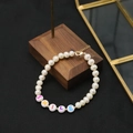 Natural pearl smile bracelet with gold finish and colorful letter beads jewelry - SMILE Letter Freshwater Pearl Bracelet