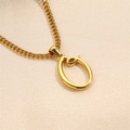 Polished 18K gold stainless steel necklace with minimalist cursive letter O pendant - Letter O (Pendant Only)