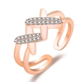 Minimalist open rose gold ring with hollow crisscross design and sparkling micro diamonds - Crisscross X-Shape / Rose Gold-J364