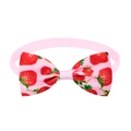 Pink pet bowtie with strawberry print and adjustable elastic strap for dogs and cats - Light Pink Strawberry