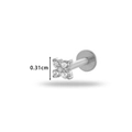Zilveren G23 titanium labret met 3,1 mm zirkoonbloem en platte achterkant voor piercing - 1# Bloemenstijl / Zilver