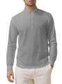 Chemise en lin grise pour hommes avec col mao et manches longues pour un look décontracté - S / Gris