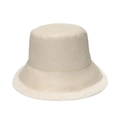 Cappello da pescatore reversibile in pelle PU beige con bordo in peluche invernale - Beige