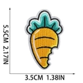 Detail of embroidered carrot patch showing 5.5x3.5cm dimensions on white background - Carrot Style (X15SD-068-04)