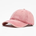 Vintage gewassen roze denim baseballpet met distressed afwerking voor heren en dames - Roze