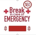 Creative money holder frame insert featuring 50 dollars emergency break design in red - Emergency Break - $50 (No Money)