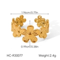Dimensions détaillées de la bague fleur dorée indiquant largeur 1,96cm et hauteur 0,99cm - Bague ouverte fleur à cinq pétales (HC-R30077)