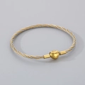 Braided steel wire bracelet with gold heart clasp in silver and gold dual-tone finish - Auspicious Cloud Gold Silver Two-Tone
