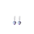 S925 Silber Herz Ohrhänger mit schillernden blau-violetten Kristallanhängern in Facettenschliff - Silber