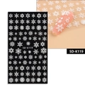 Detailed 5D embossed white snowflake nail stickers with 3D texture for winter nail art - Snowflake Series 5D-K119
