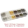 6-color metal lobster clasps and jump rings DIY jewelry kit in 12-grid organizer box - Box 1 - Multi-Color Clasp & Ring Set