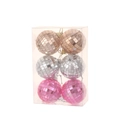 Pack de 6 bolas de discoteca de espejo en oro rosa, plata y rosa para fiestas - 4CM Redondo-Colores Mezclados (Set de 6)