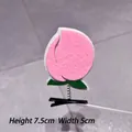 Cute pink peach fruit spring hair clip with green leaf detail for women and kids - Peach Hair Clip