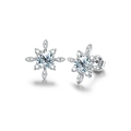 Elegant S925 sterling silver snowflake stud earrings with sparkling white crystals - Starlight Queen Studs White Moissanite 0.5ct