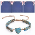 Detail of heart-shaped turquoise bracelet with personalized message gift cards - Blue Turquoise Heart Style (Style 2)