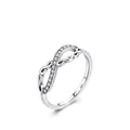Elegante anello infinito in argento sterling S925 con zirconi scintillanti a pavé - US 5 / Argento