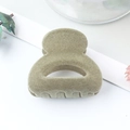 Minimalist matte khaki green frosted semicircular hair claw clip for high ponytail styling - Flocked Green
