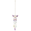 Golden angel crystal suncatcher with purple wings and dangling iridescent prisms - 42cm/66g / Phantom Purple Angel