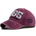 Vintage burgundy baseball cap with 85 embroidery and distressed brim details - Burgundy