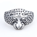 Bracciale aperto a testa di leopardo in acciaio inossidabile argento lucido con texture - Colore Acciaio (AB0406)